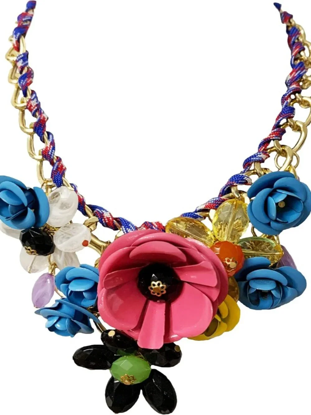 Flower Bib Statement Necklace Chunky Flower Statement Necklace Drama Bib Collar